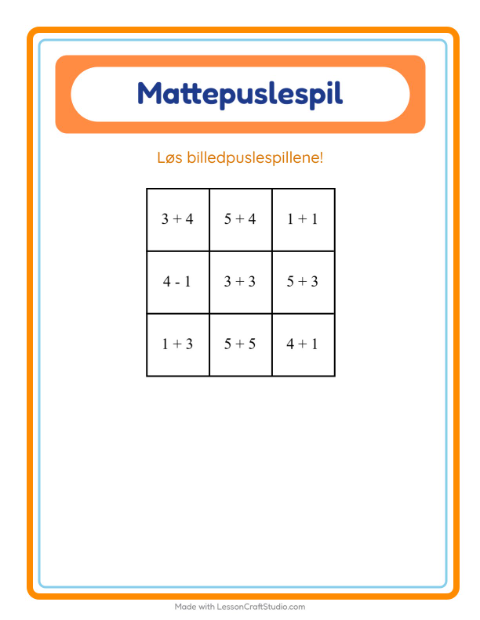 Forhåndsvisning af Matematikpuslespil-arbejdsark med Dyr til 1. klasse