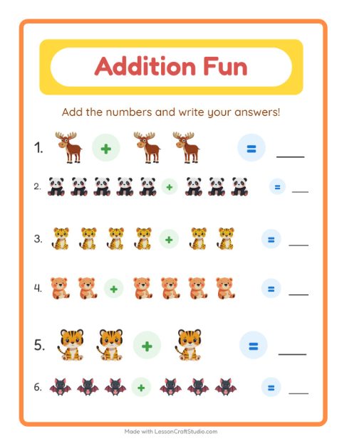 Preview of Addition worksheet featuring Occupations for kindergarten
