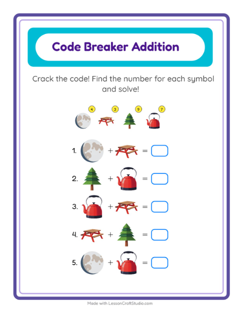 Preview of Addition worksheet featuring Valentine BW for kindergarten
