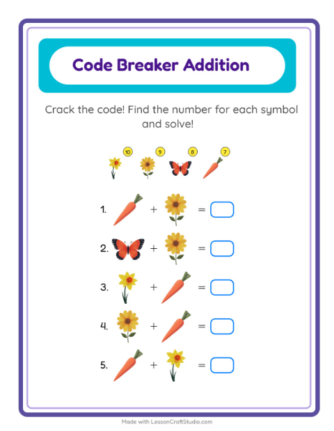 Preview of Subtraction worksheet featuring Tools for kindergarten