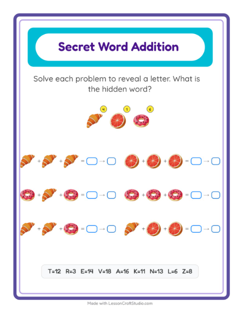 Preview of Math Worksheet worksheet featuring Bakery for kindergarten