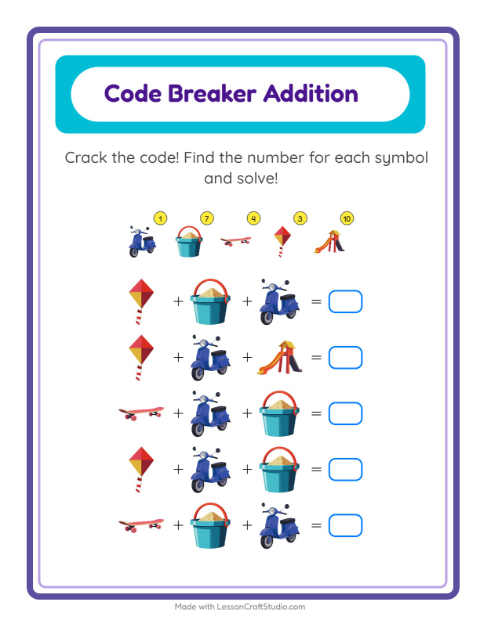 Preview of Addition worksheet featuring 4th of July for kindergarten
