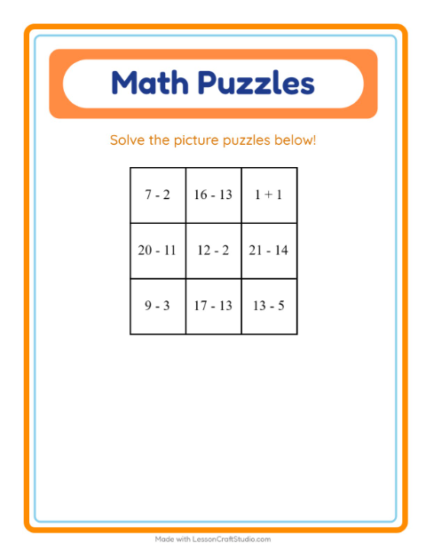 Preview of Math Puzzle worksheet featuring Breakfast for grade 1