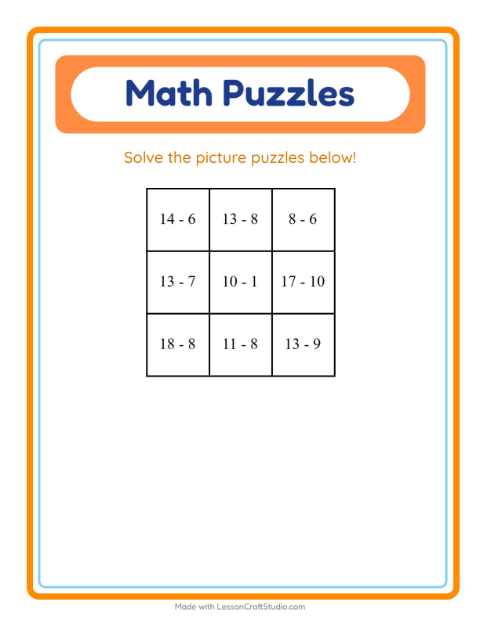 Preview of Math Puzzle worksheet featuring Christmas for grade 1