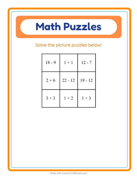 Preview of Math Puzzle worksheet featuring Christmas for grade 1