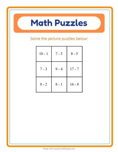 Preview of Subtraction worksheet featuring Animals for kindergarten