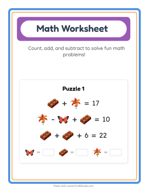 Preview of Math Worksheet worksheet featuring Easter for kindergarten