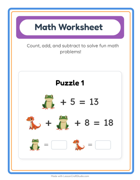 Preview of Subtraction worksheet featuring Trees for kindergarten