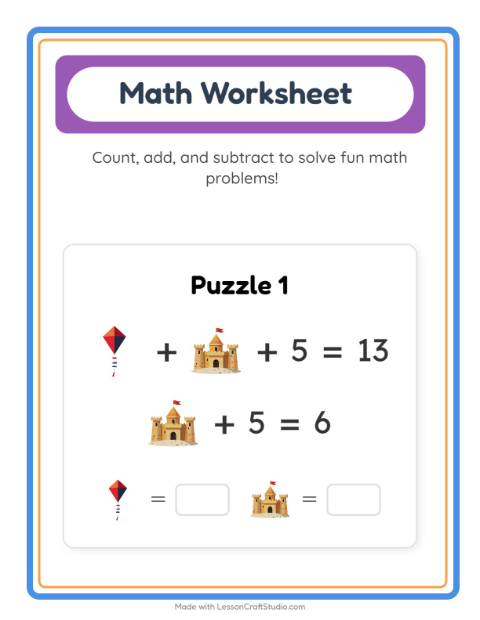 Preview of Addition worksheet featuring Dinosaurs for kindergarten