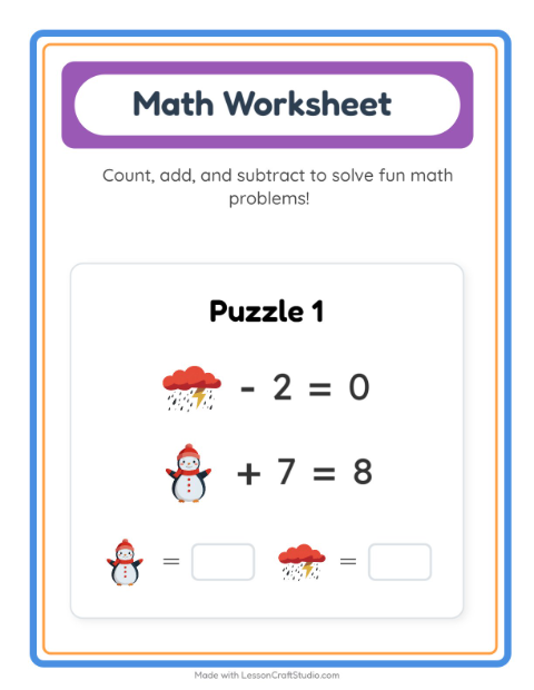 Preview of Math Worksheet worksheet featuring Weather for kindergarten