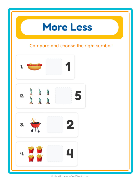 Preview of More Or Less worksheet featuring Clothing for preschool