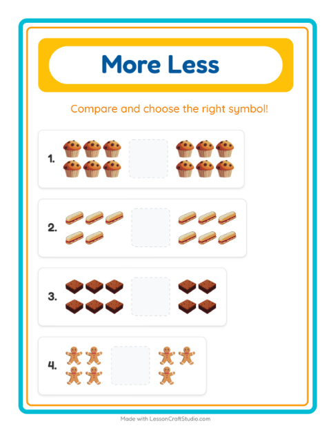 Preview of More Or Less worksheet featuring Emotions for preschool