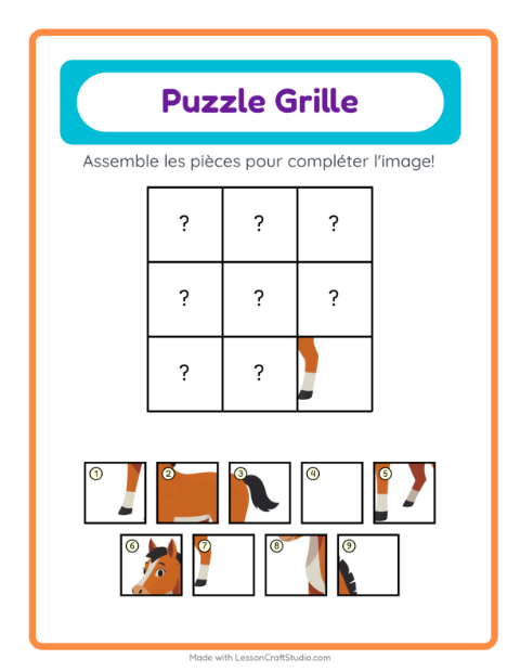 Aperçu de la fiche Appariement En Grille avec Animaux pour École maternelle (grande section, 5-7 ans)