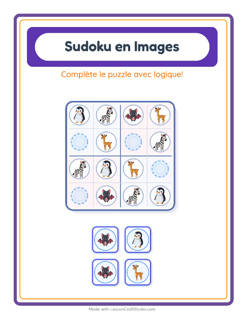 Aperçu de la fiche Sudoku Illustré pour École maternelle (grande section, 5-7 ans)