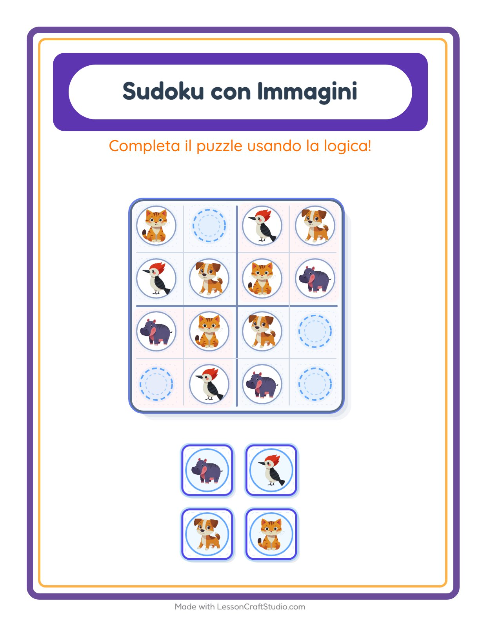 Anteprima della scheda di Sudoku Illustrato per Scuola dell'infanzia (5-7 anni)