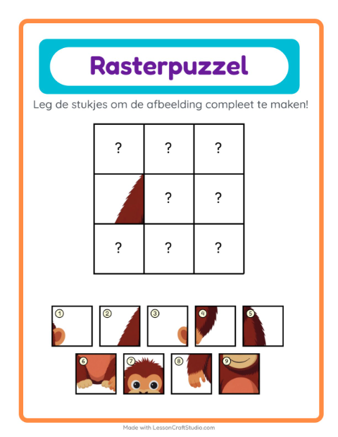 Voorbeeld van het Rooster Koppelen-werkblad met Dieren voor kleuterklas