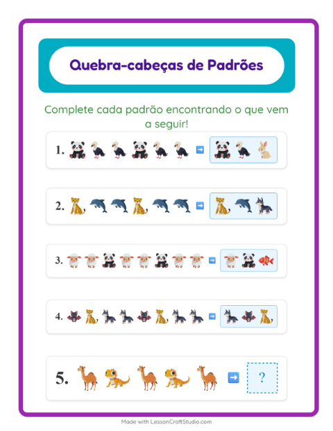 Pré-visualização da ficha de Atividade De Padrões para 1º ano do ensino fundamental