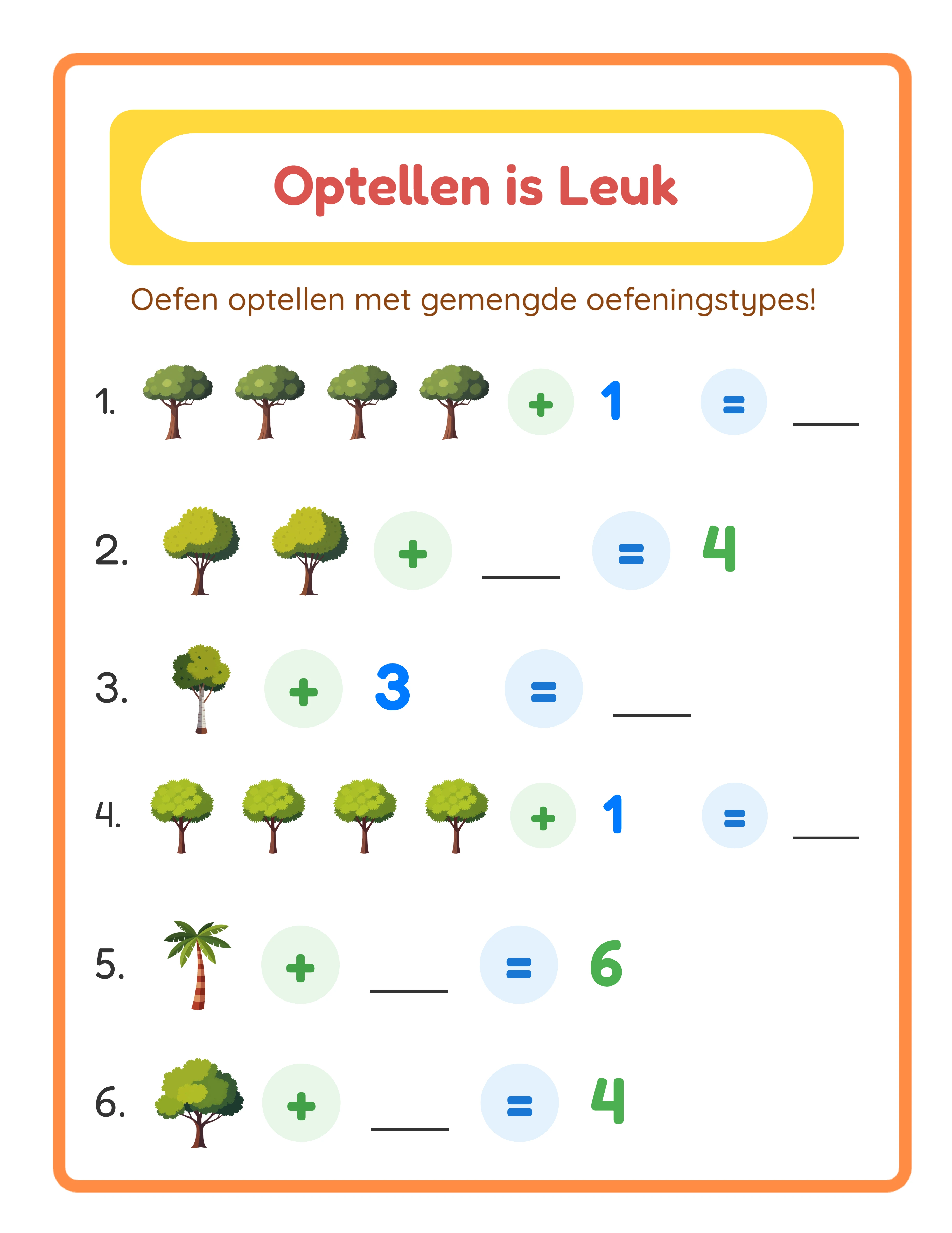 Professional addition worksheet — clean layout with themed images