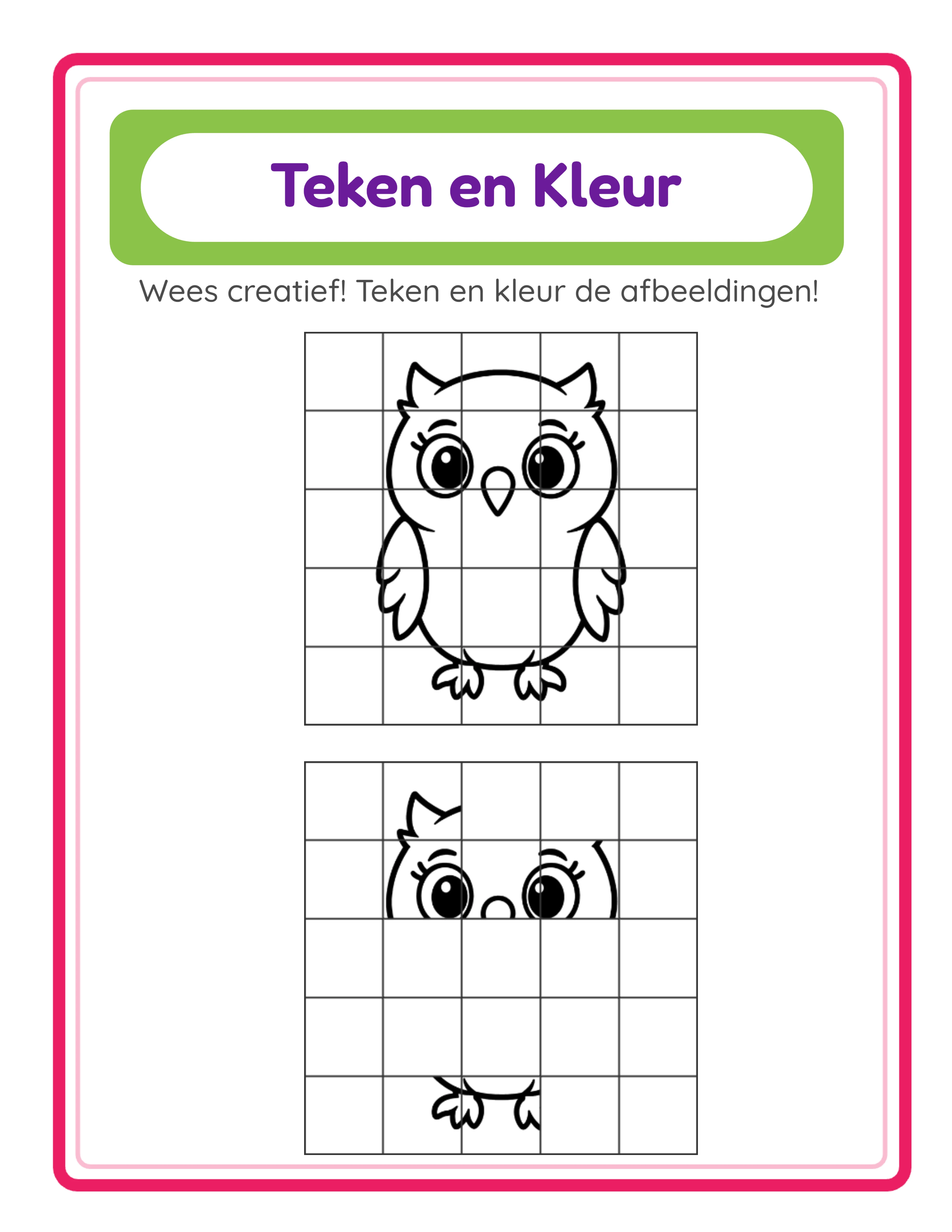 Grid drawing worksheet — learn to draw animals