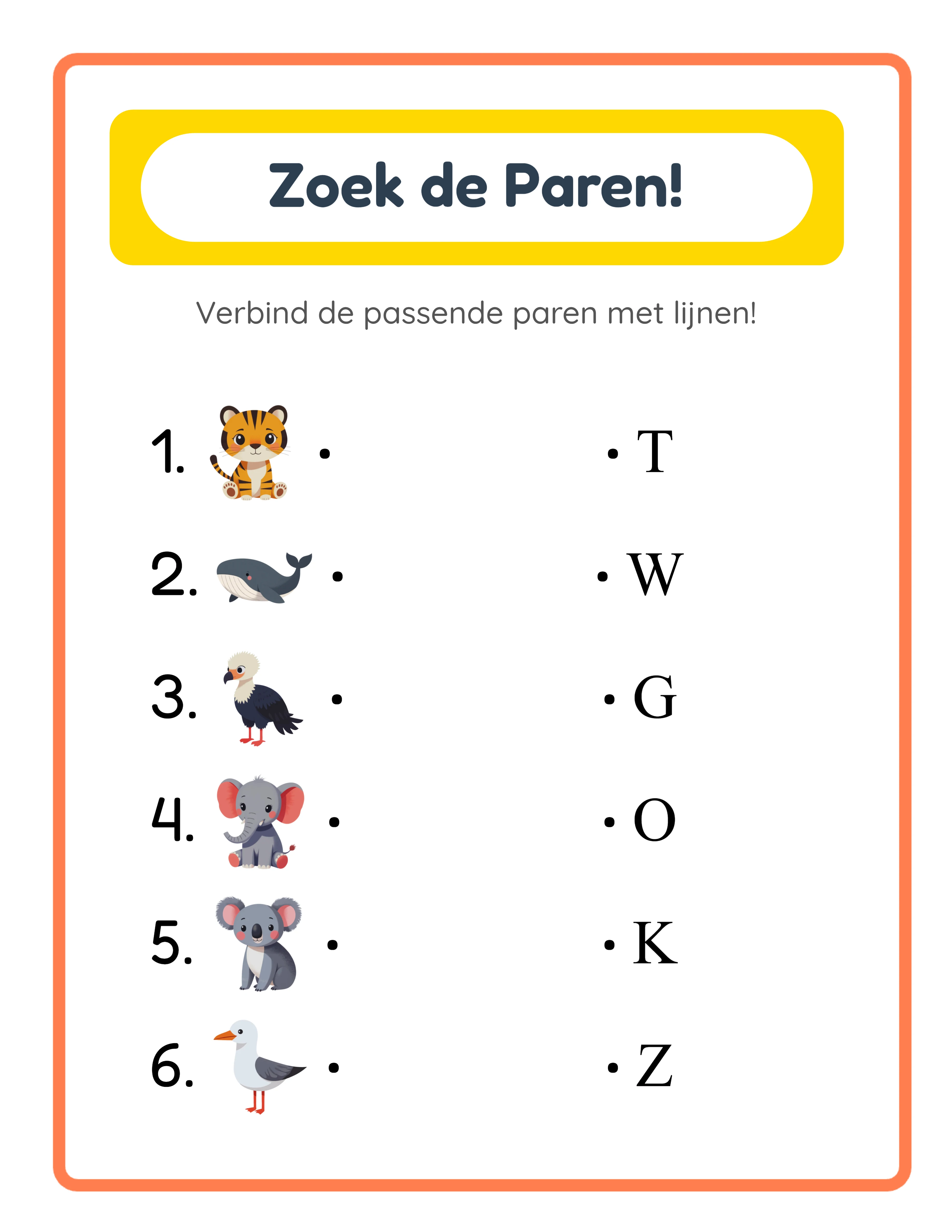Matching worksheet — connect pictures to words