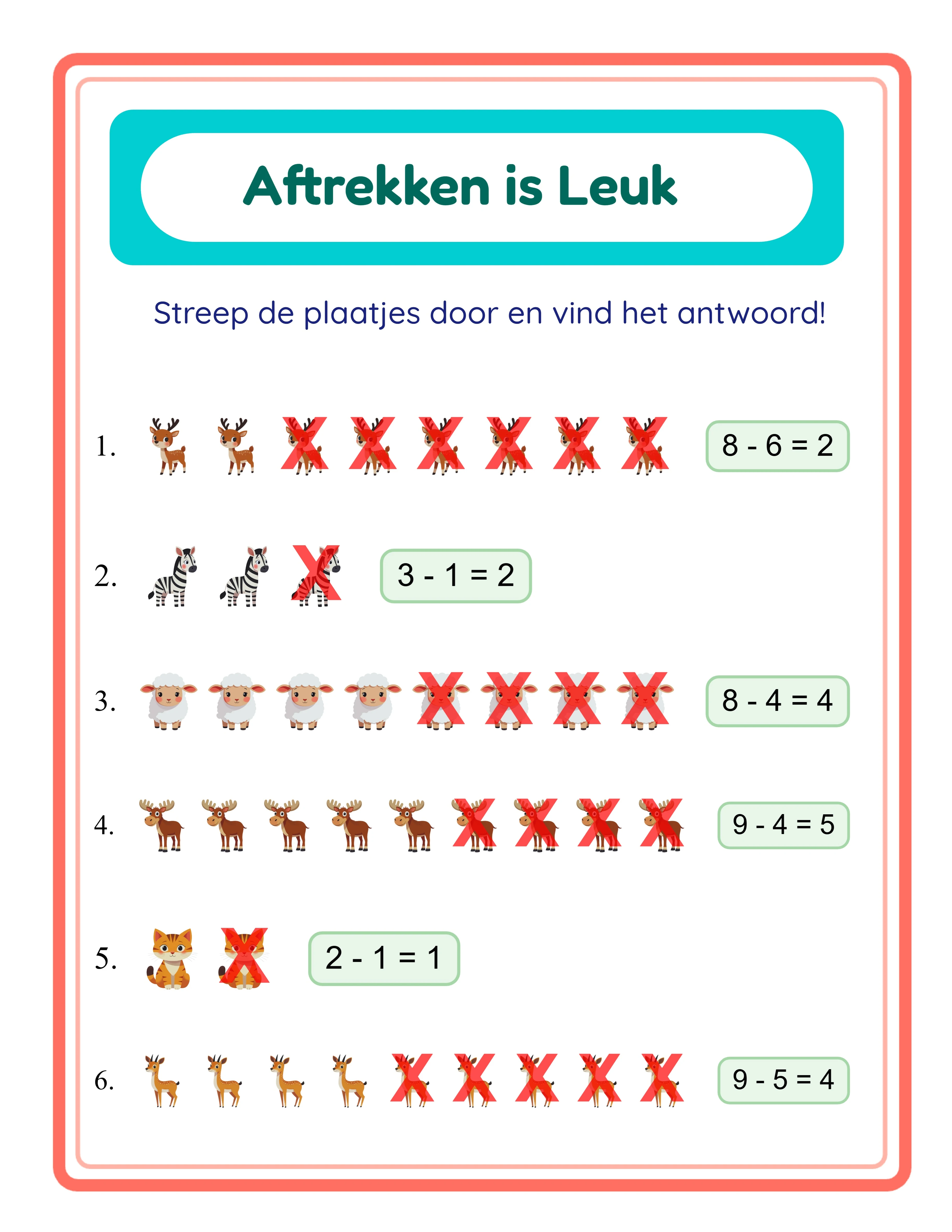 Subtraction answer key — solutions included