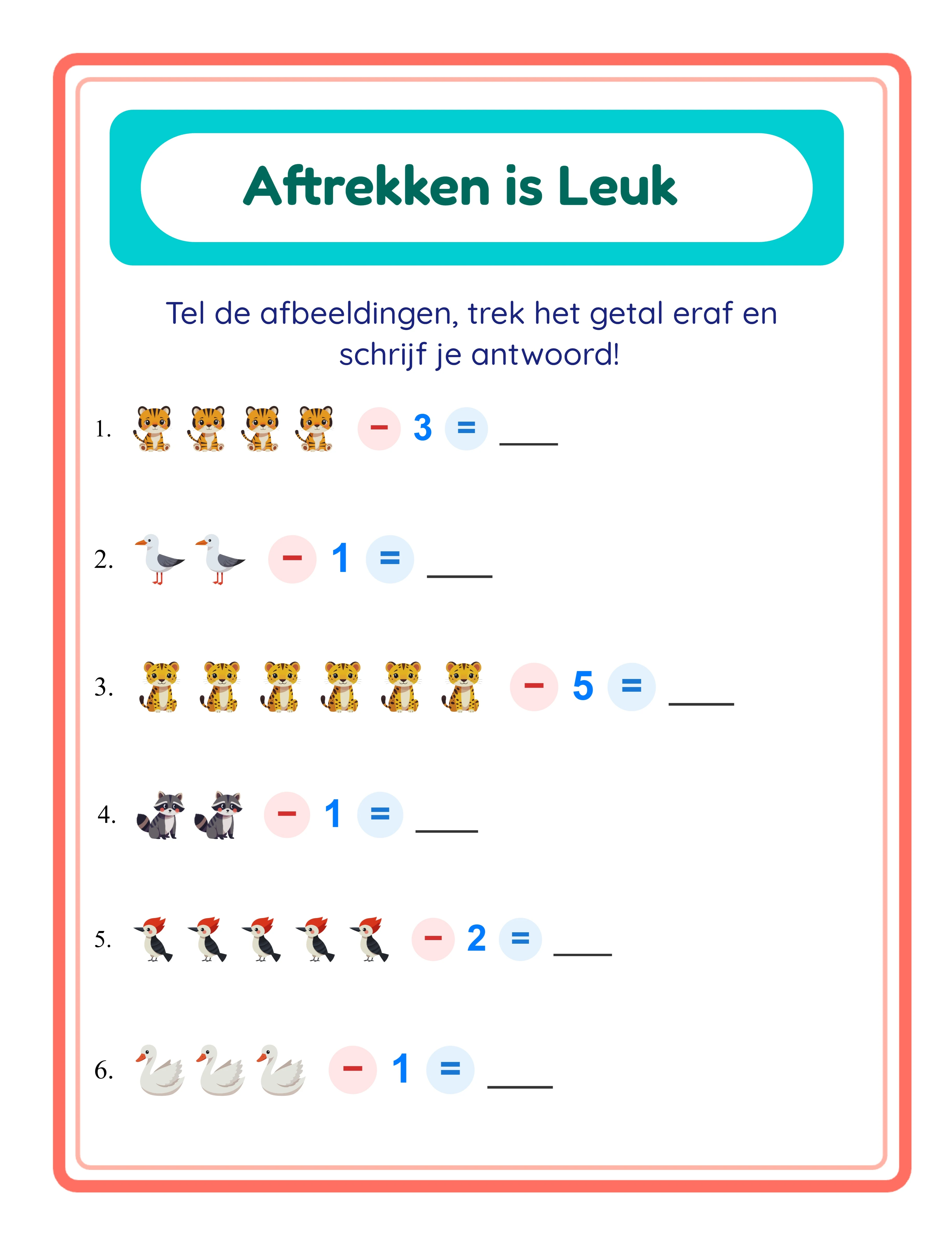 Subtraction worksheet — find the subtrahend with images