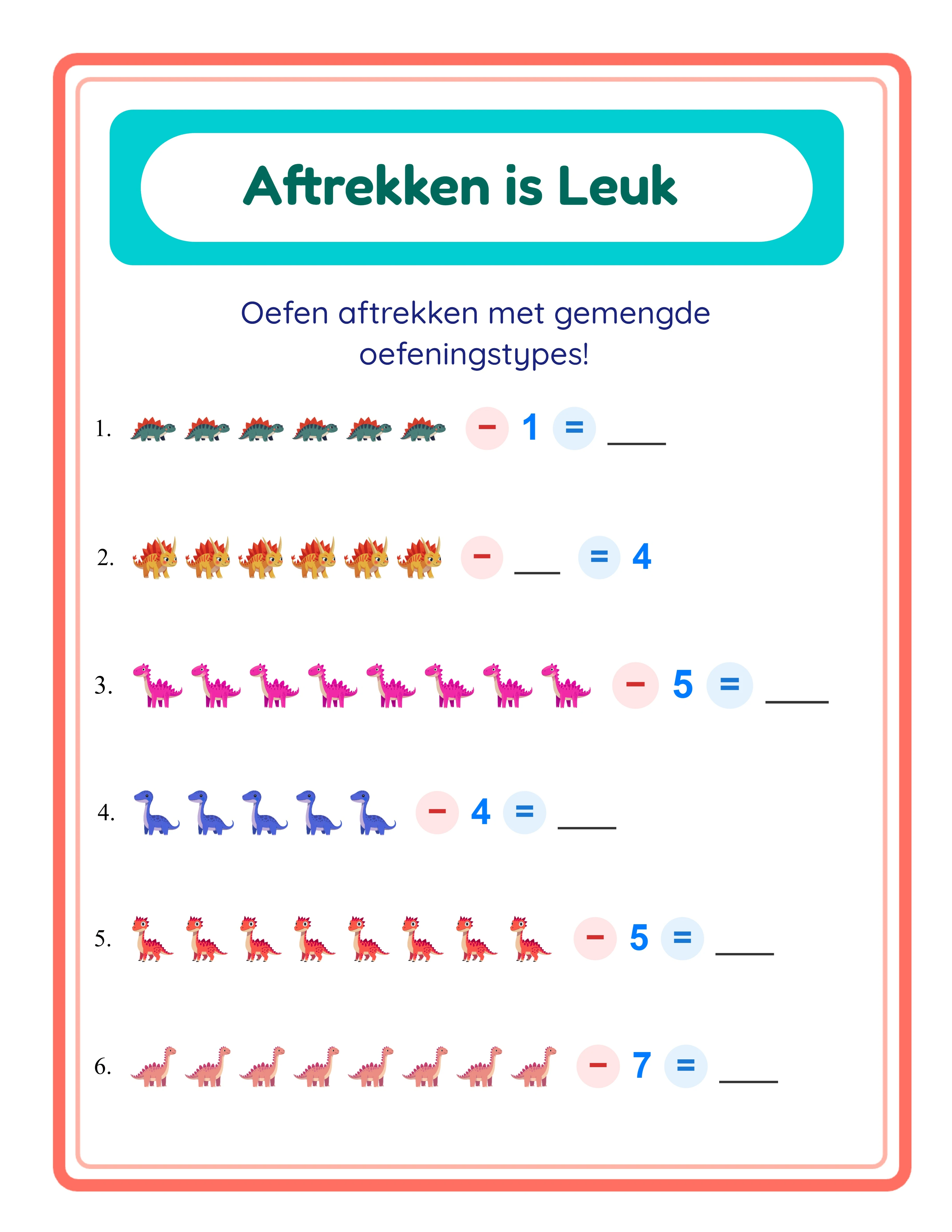 Professional subtraction worksheet — themed picture layout