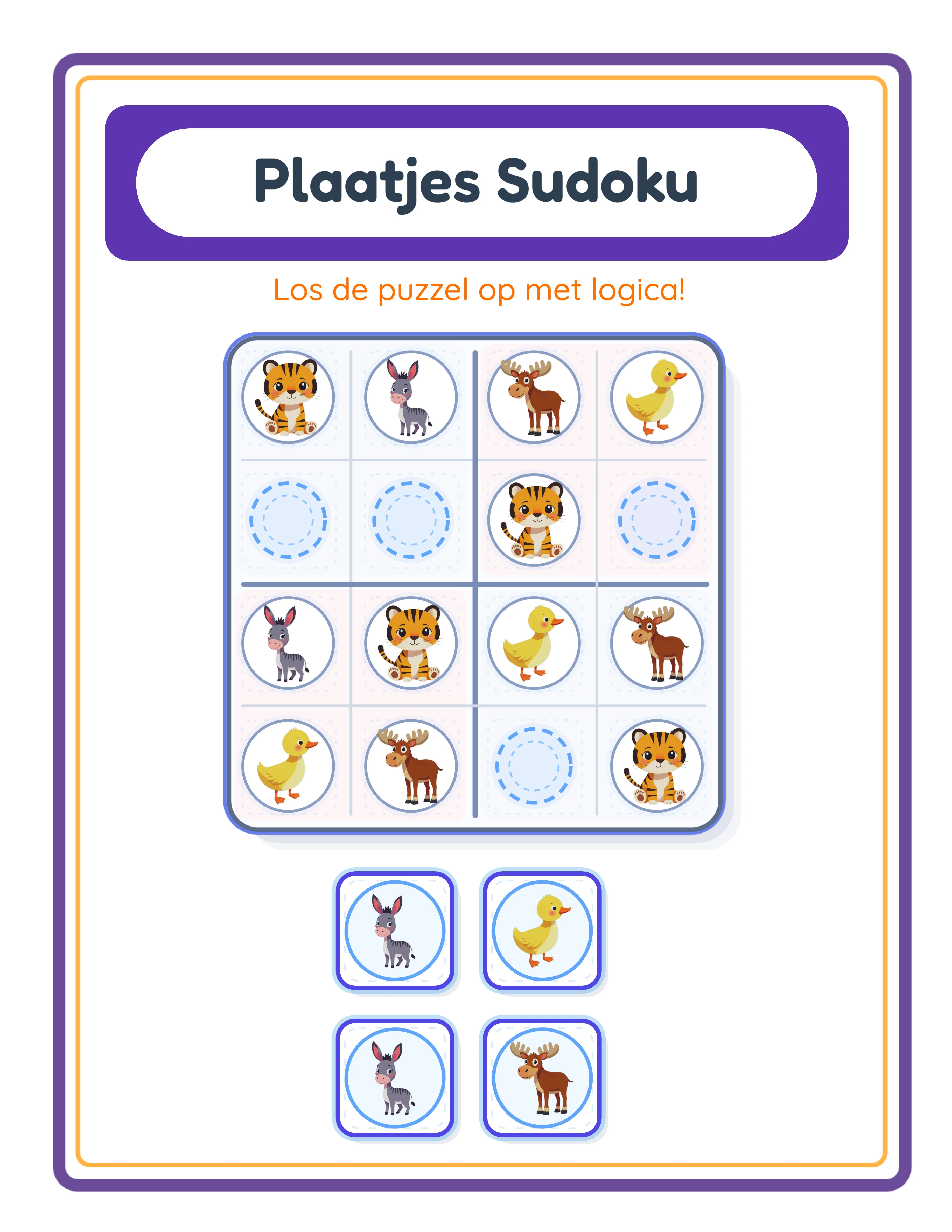 Picture sudoku — easy level with animals