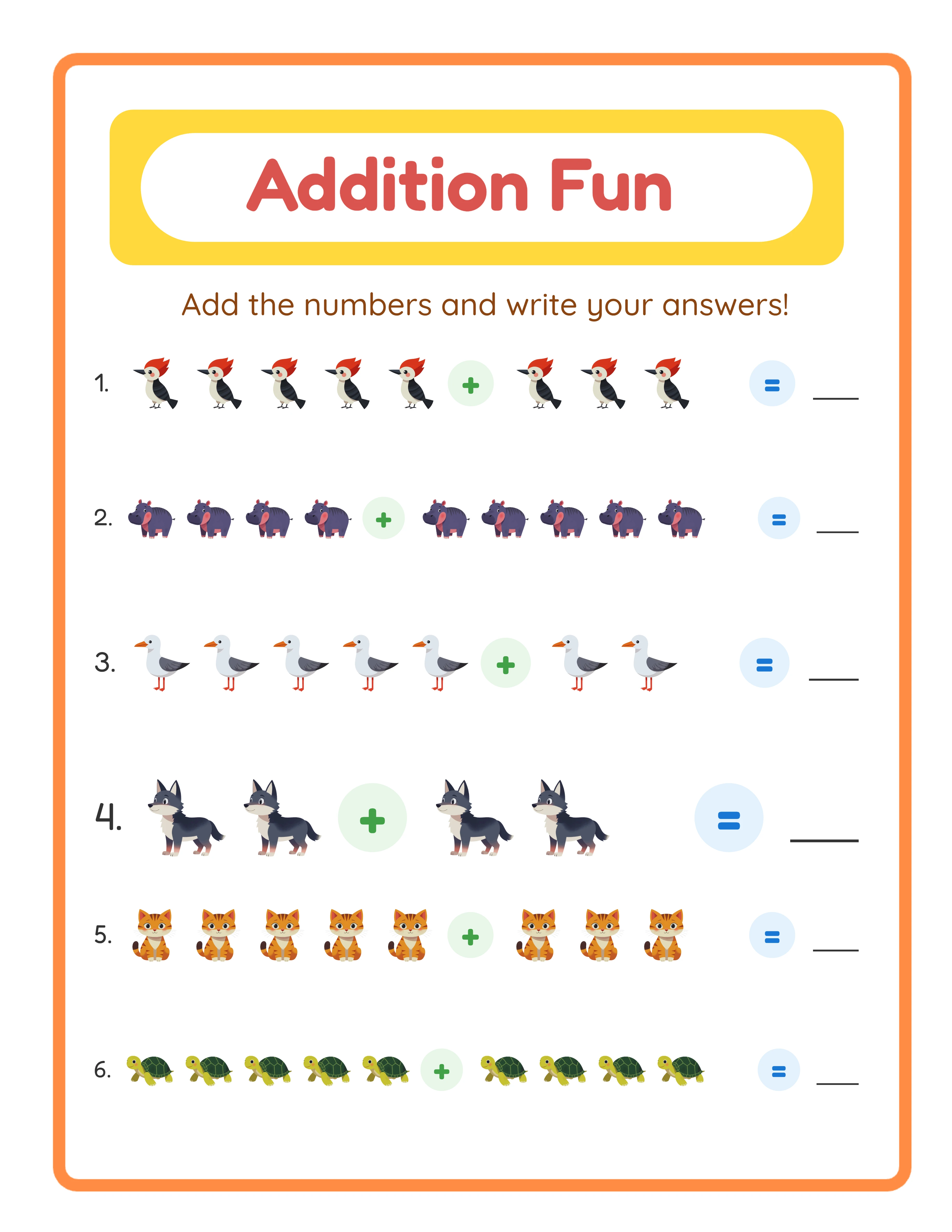 Addition worksheet sample 1
