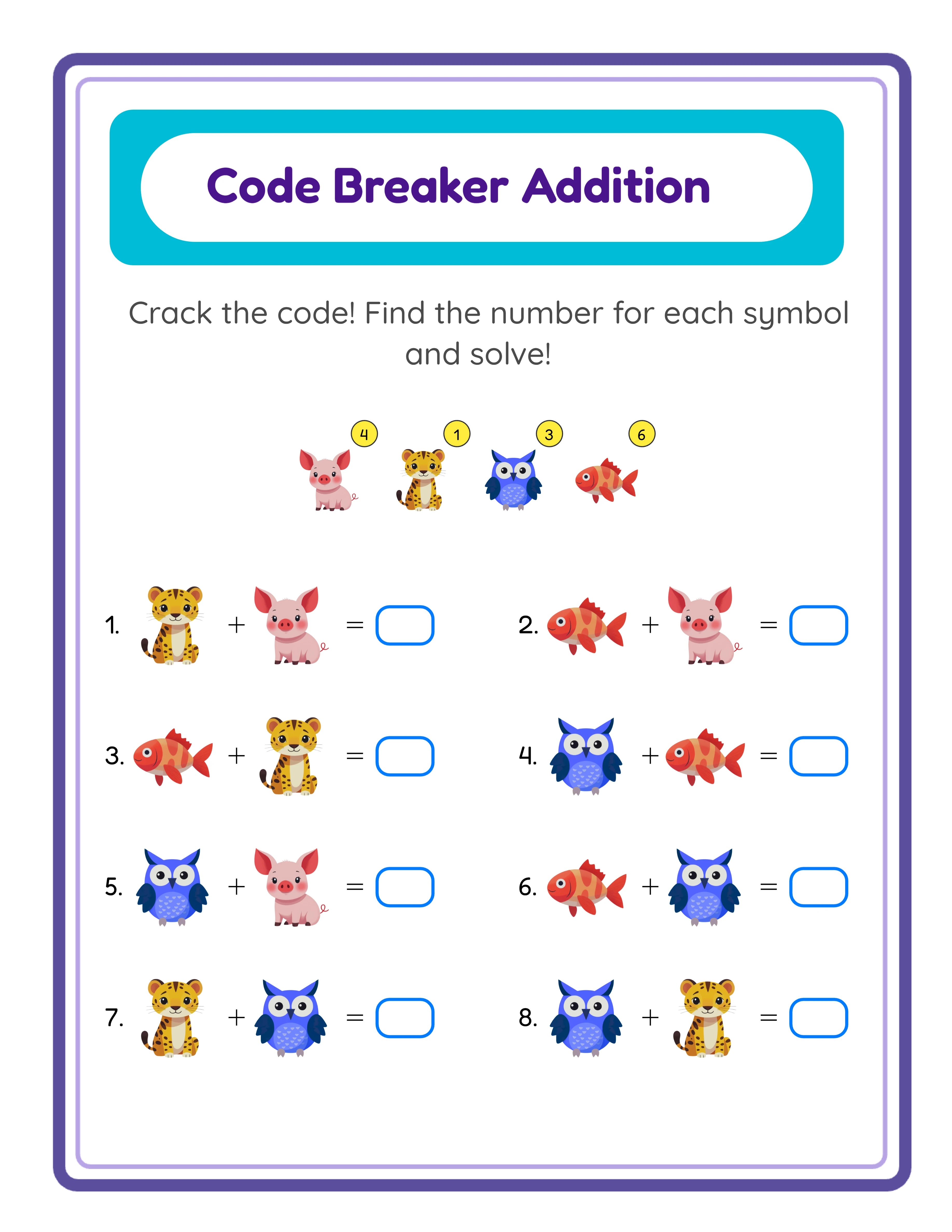 Code Addition professional worksheet