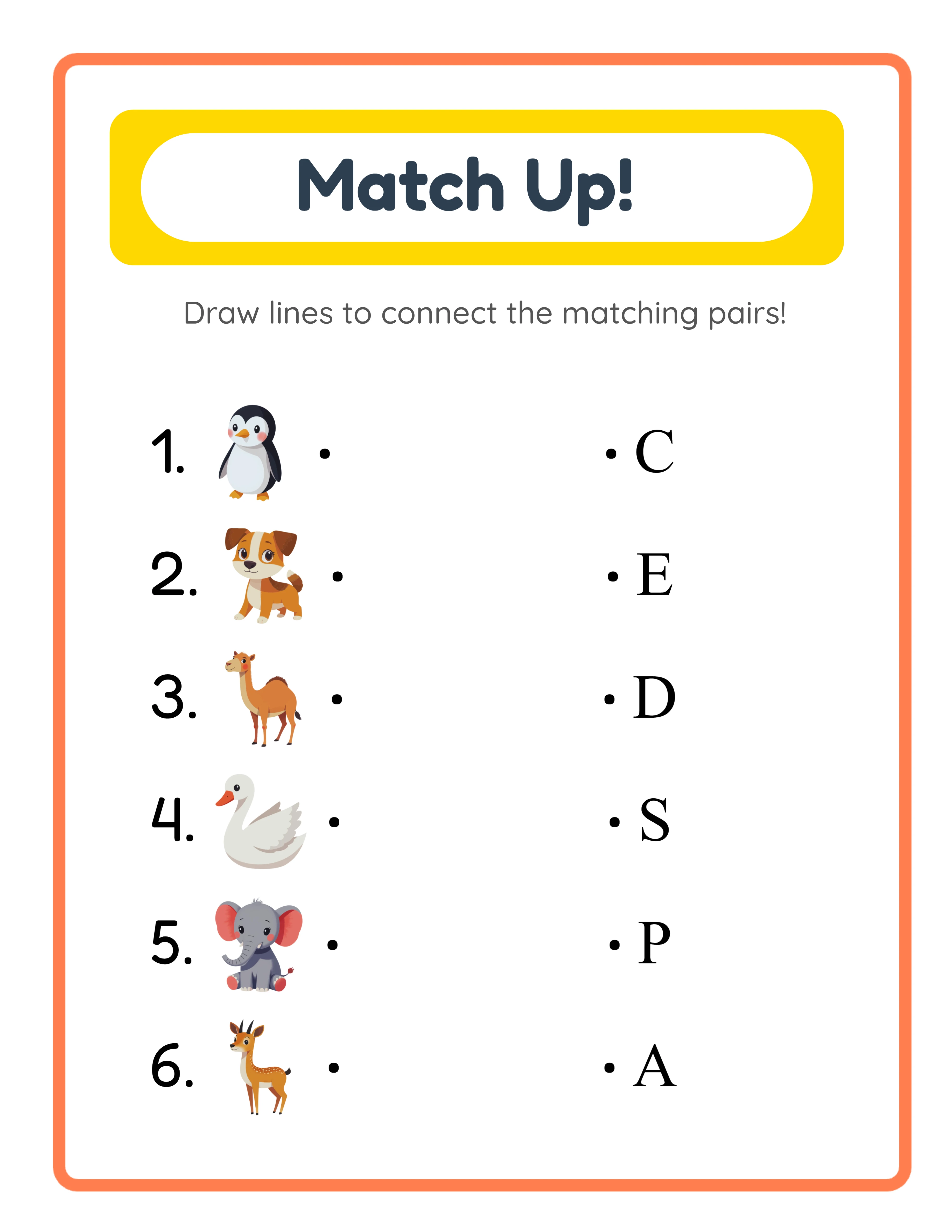 Matching professional worksheet