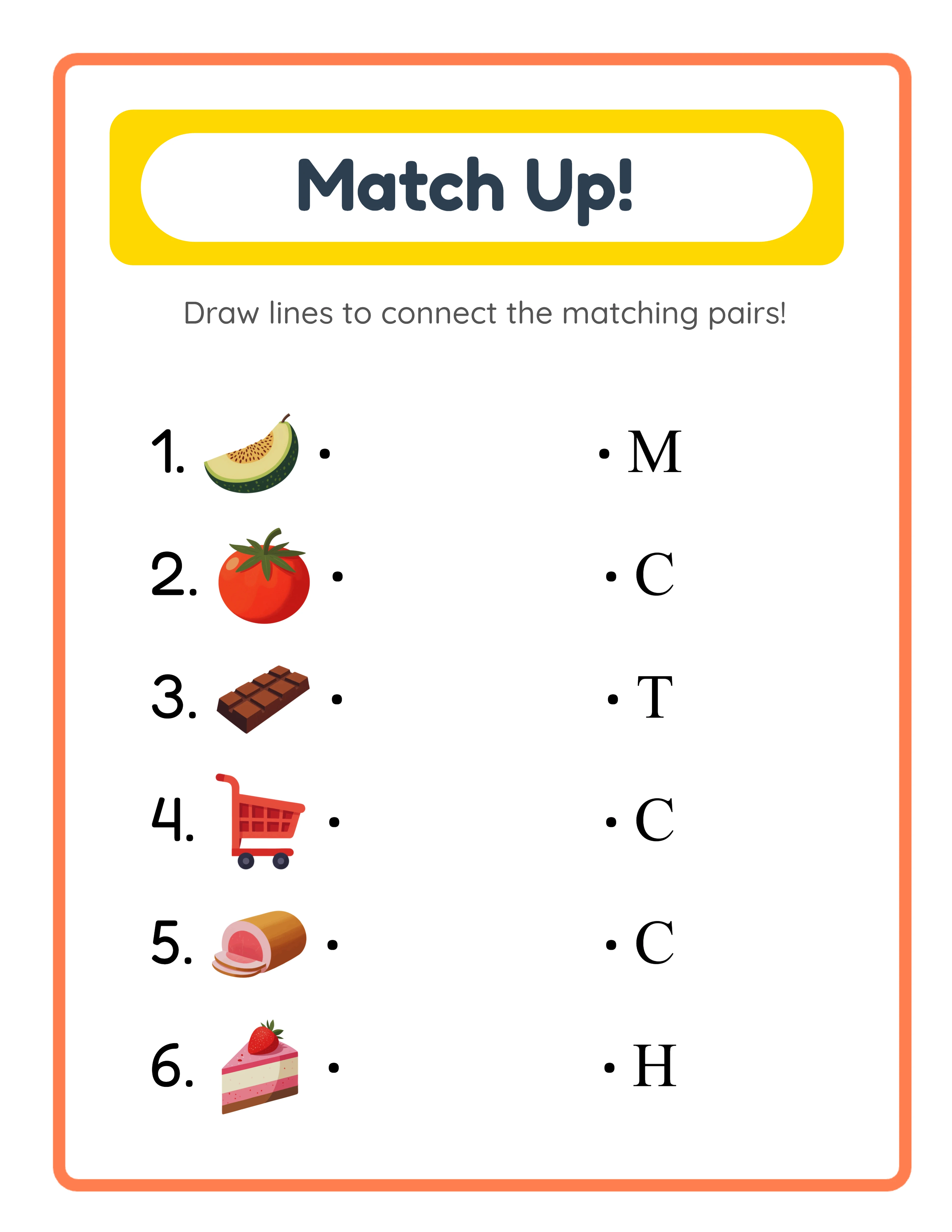Matching intermediate worksheet