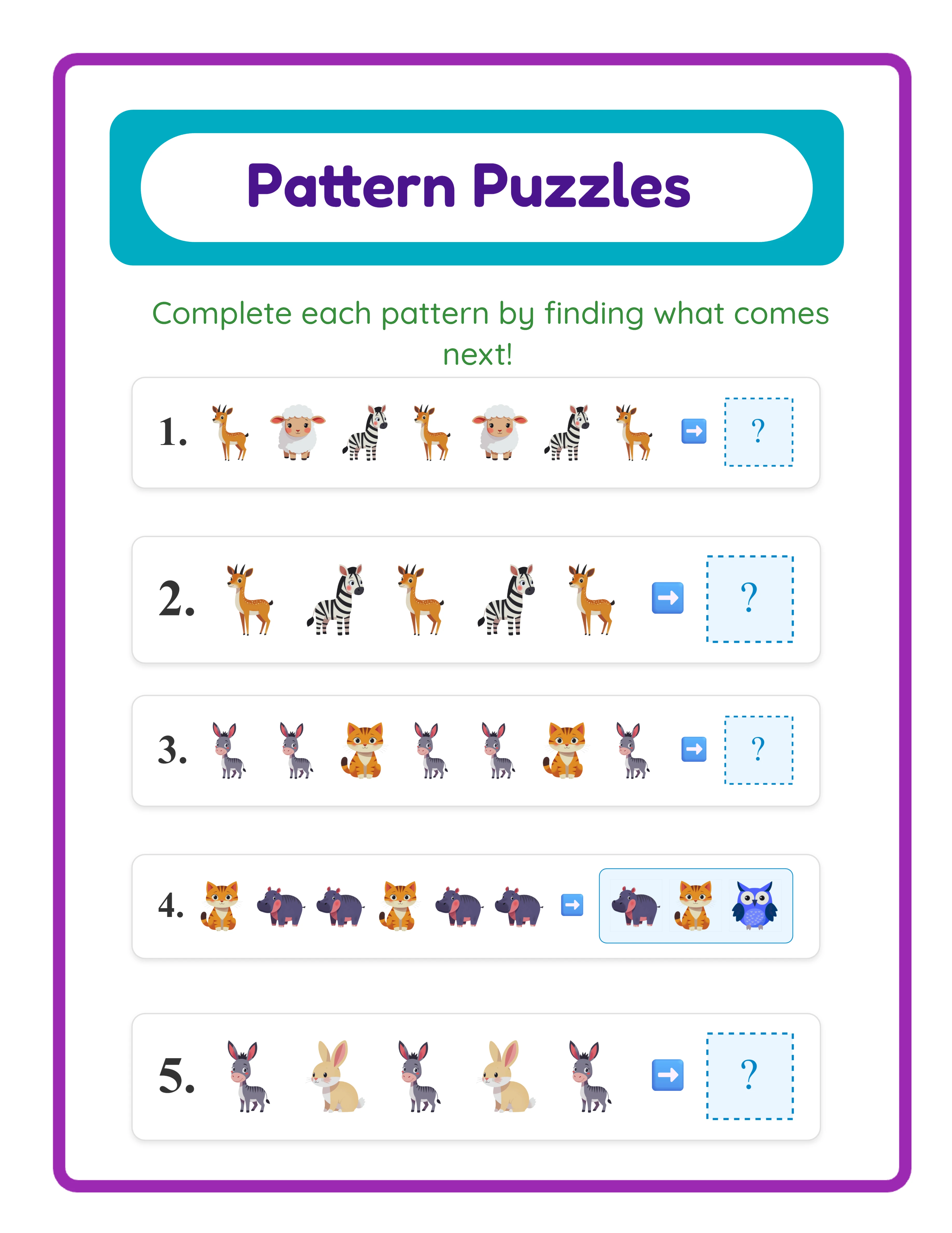 Dinosaur Pattern Worksheets for Printable Businesses
