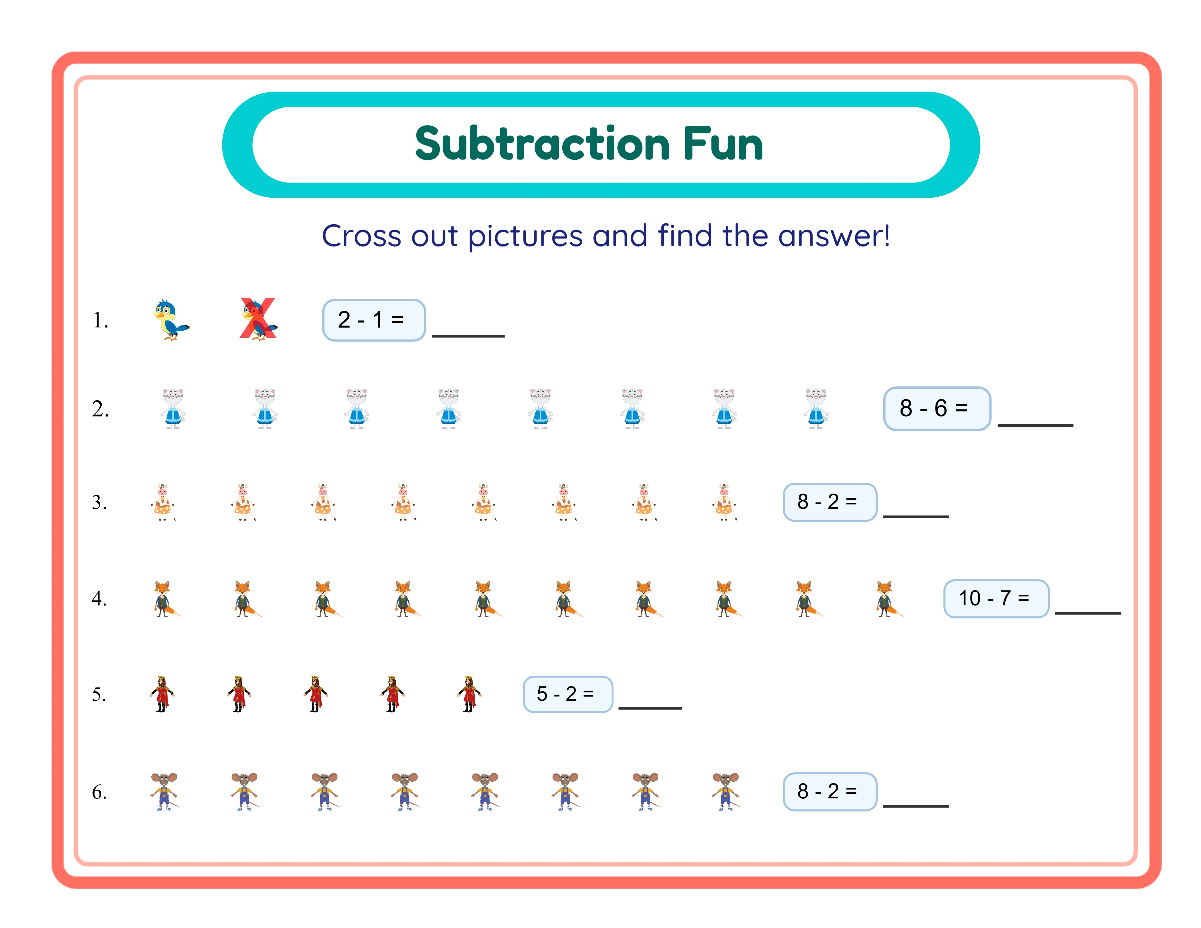 Subtraction worksheet complementing addition products in an Etsy math worksheet shop