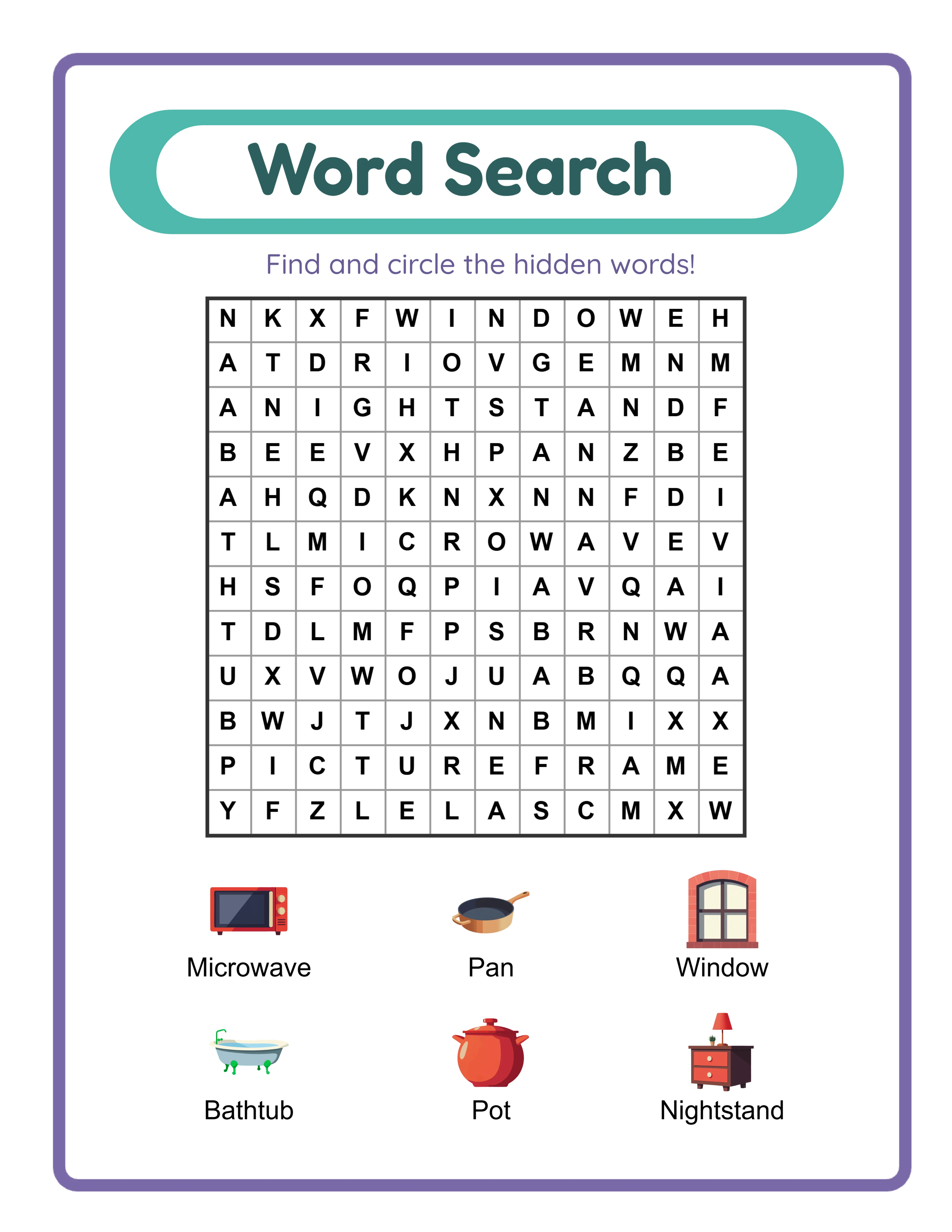 Word Search worksheet sample 2