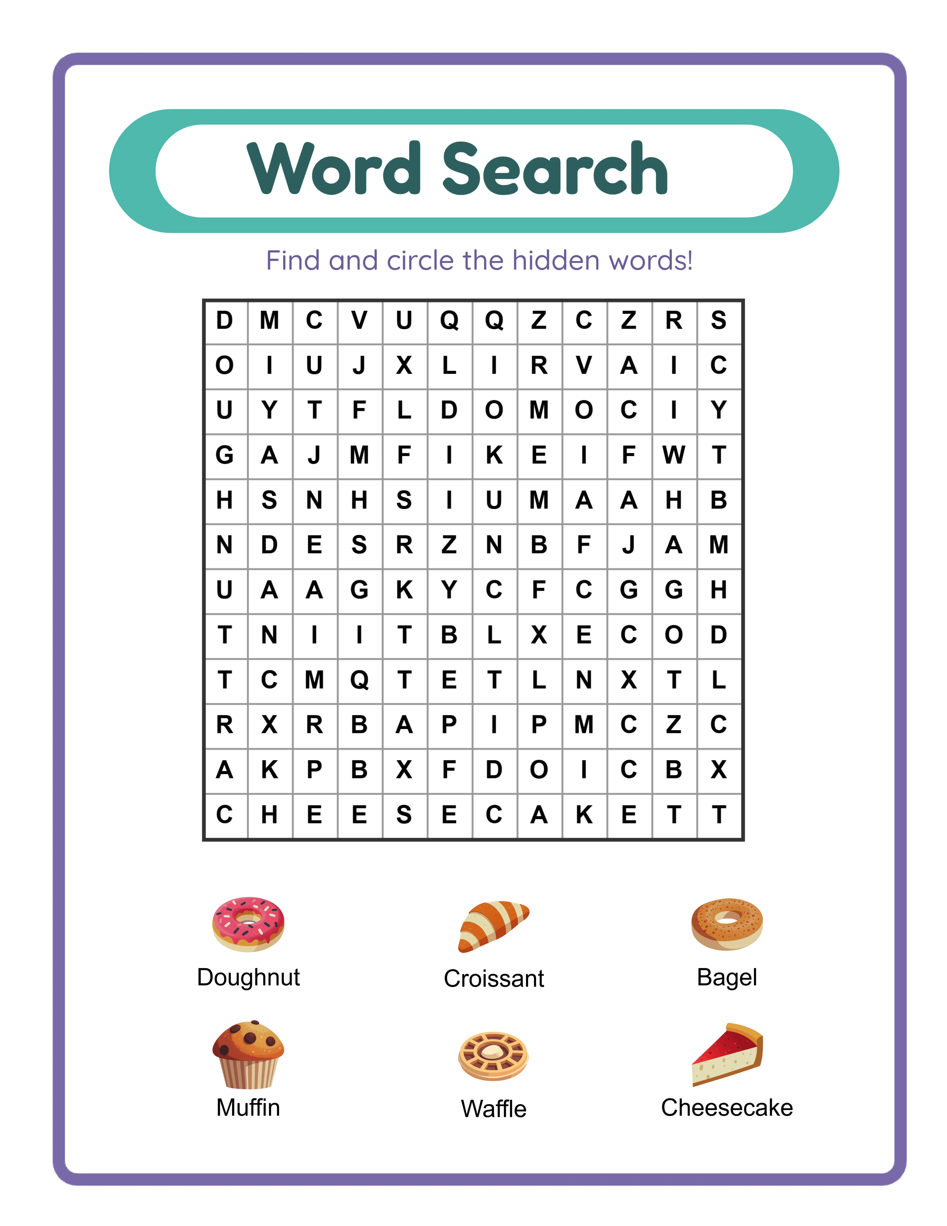 Word Search worksheet sample 3
