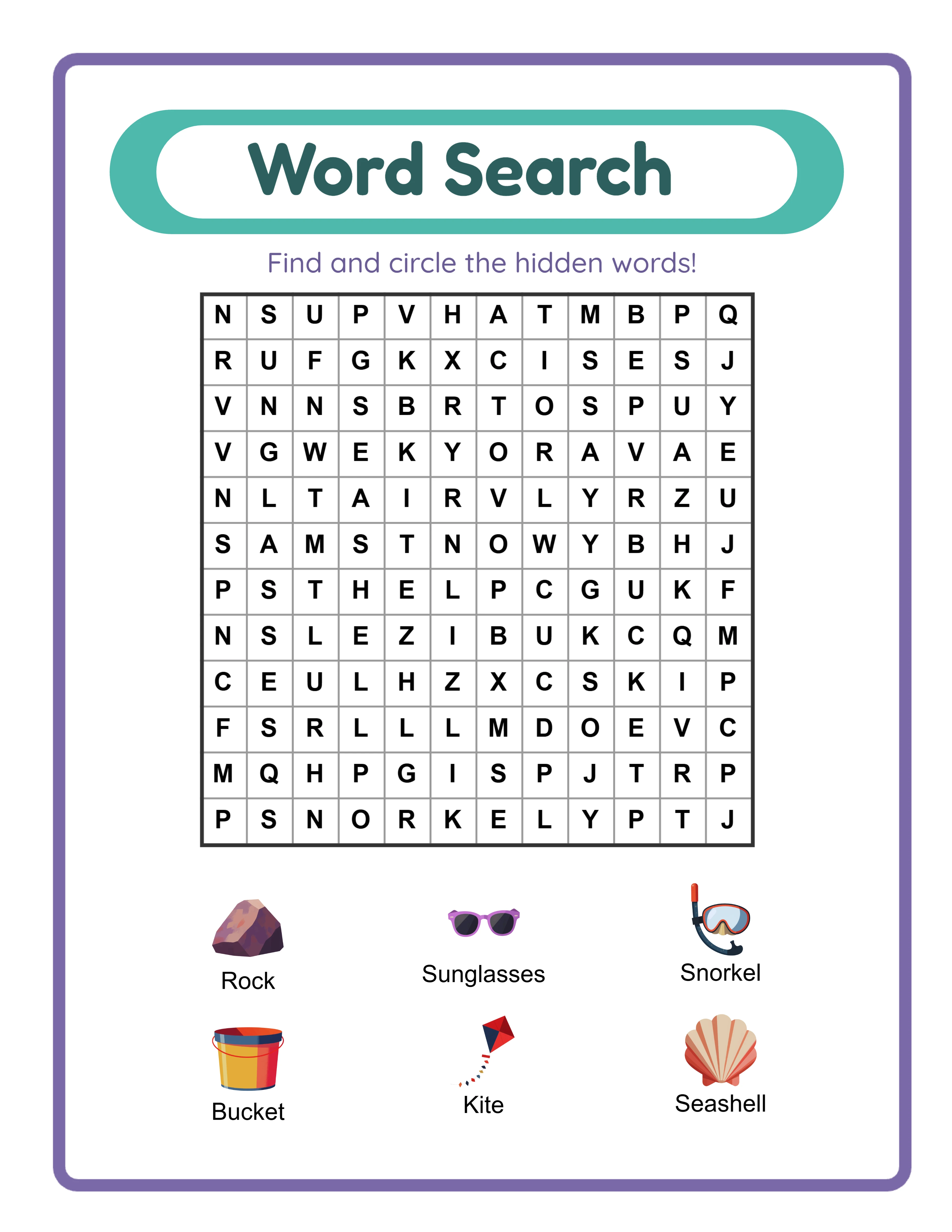Featured word search worksheet
