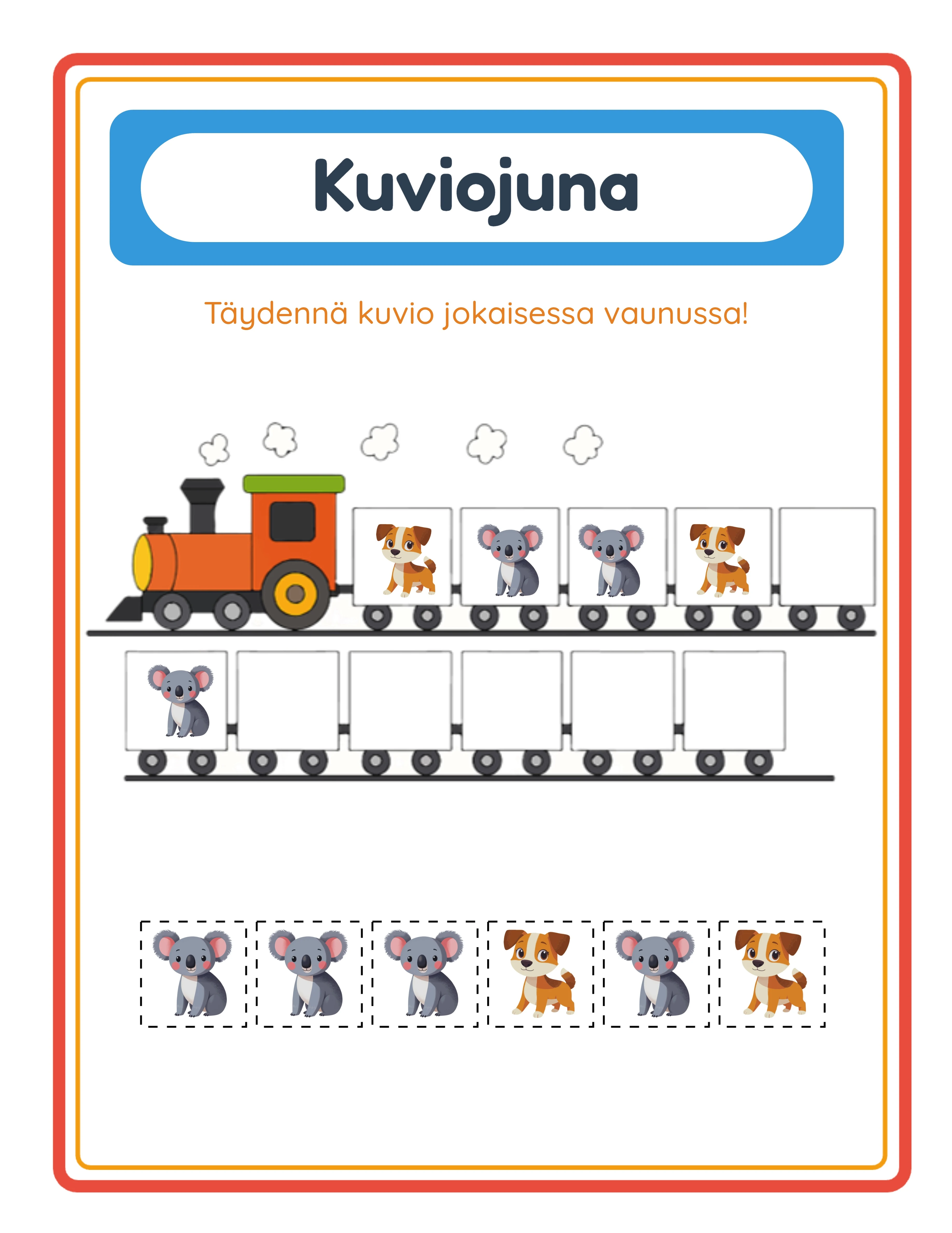 Pattern train worksheet — complete the sequence