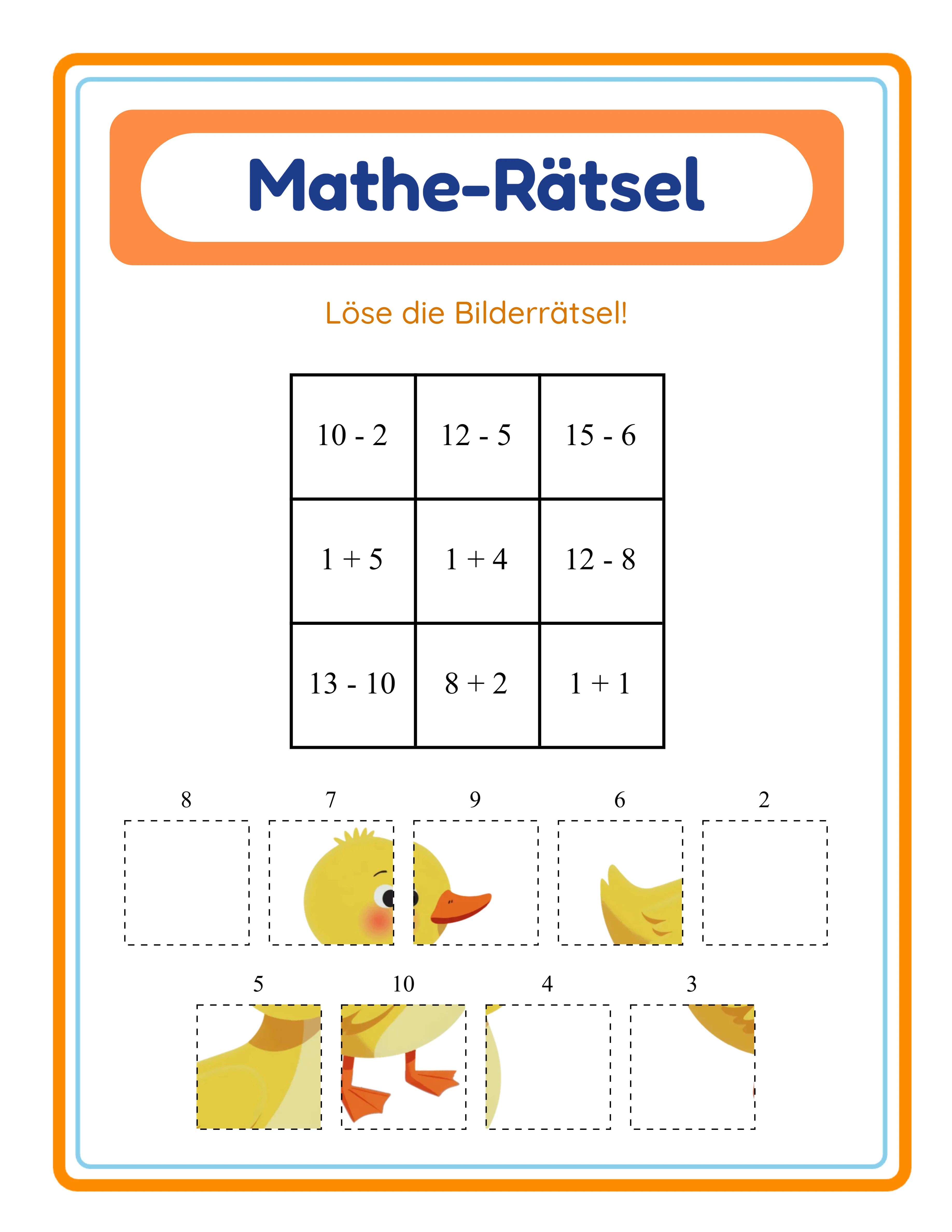 Professionelles Mathe-Rätsel-Arbeitsblatt